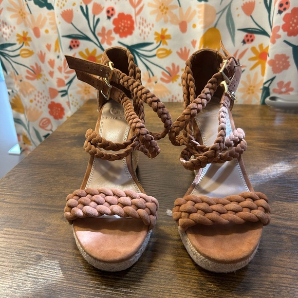 Tory Burch Bailey Multi-Strip Wedge Espadrille Braided Brown Women’s Size 6 - Picture 1 of 8